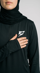 EARNED Women’s Modest Performance 1/4 Zip – Black