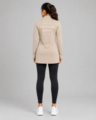 EARNED Women’s Modest Performance 1/4 Zip – Sand
