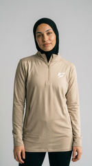 EARNED Women’s Modest Performance 1/4 Zip – Sand