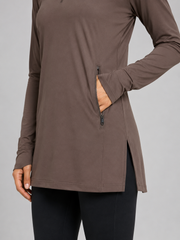 EARNED Women’s Modest Performance 1/4 Zip – Taupe