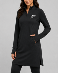 EARNED Women’s Modest Performance 1/4 Zip – Black