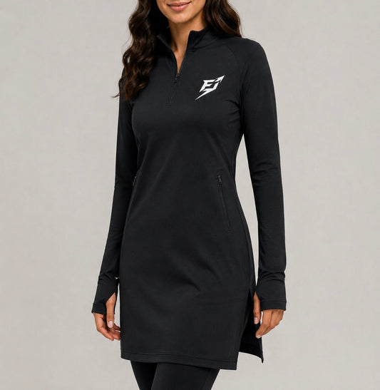 EARNED Women’s Modest Performance 1/4 Zip – Black