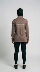 EARNED Women’s Modest Performance 1/4 Zip – Taupe